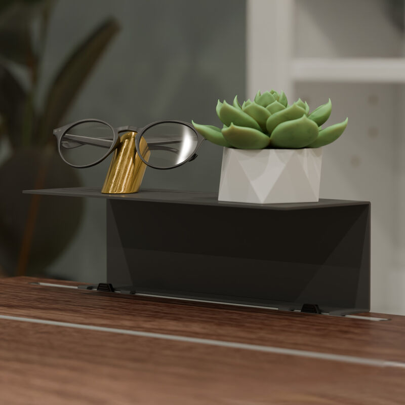 tech track shelf with plants on top of it image number null