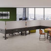 3 beam privacy panels installed on beams in an office setting