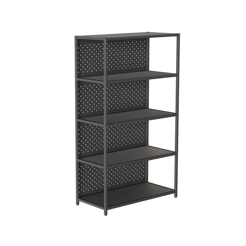 five tier shelf back panels installed on a five tier open shelf image number null