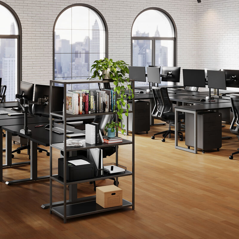 5-tier shelf in black setup in an office environment image number null