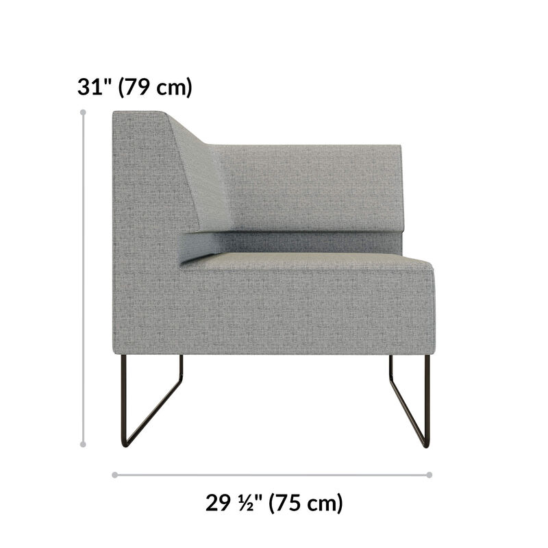 light grey corner seat is 31 inches tall and 29 and a half inches wide  image number null