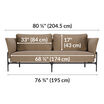 contemporary three-seat sofa in sandstone is eighty and a half inches long