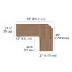 outside measurements are 27 and a half inches by 80 inches and 27 and a half inches by 60 inches. Inside dimensions are 52 inches by 32 and one quarter inches