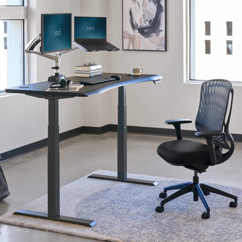 Curve Electric Standing Desk 60x30, Office Furniture Standing Desktop