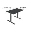 Electric Standing Desk 48x30 Black is 30 inches deep and 48 inches wide
