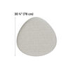 small light grey ottoman is 30 and 3 quarter inches long