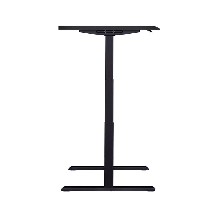 side view of an electric standing desk with a black top and black legs image number 2