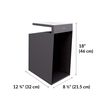 hanging desk cubby is 18 inches tall and 8 and a half inches wide. Cubby is 12 and 3 quarter inches deep 