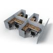 quick flex cube elevated four pack pictured with four desks, four tables, four storage cabinets and four task chairs