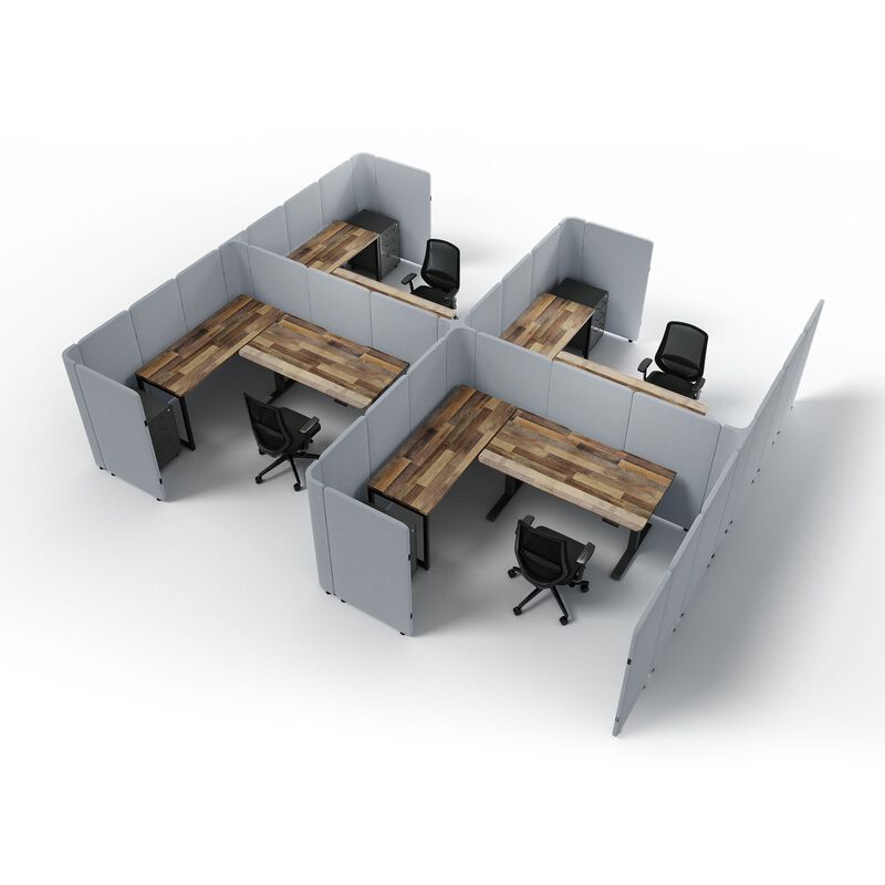 quick flex cube elevated four pack pictured with four desks, four tables, four storage cabinets and four task chairs image number null
