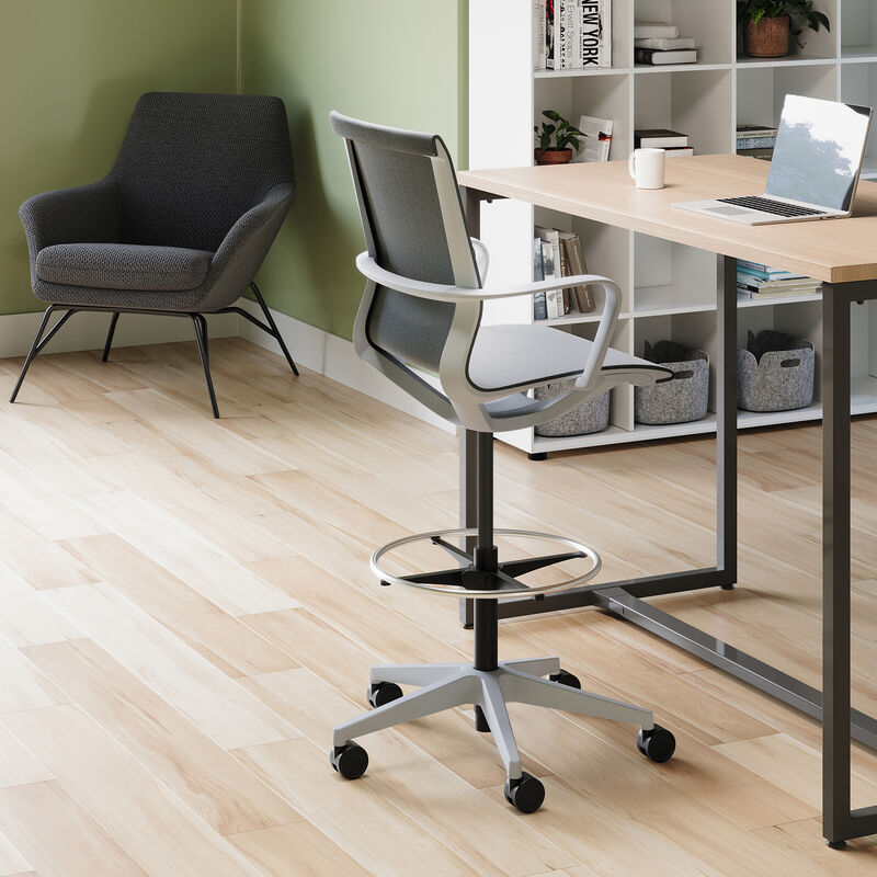 dove grey studio drafting chair in an office in a raised position image number null