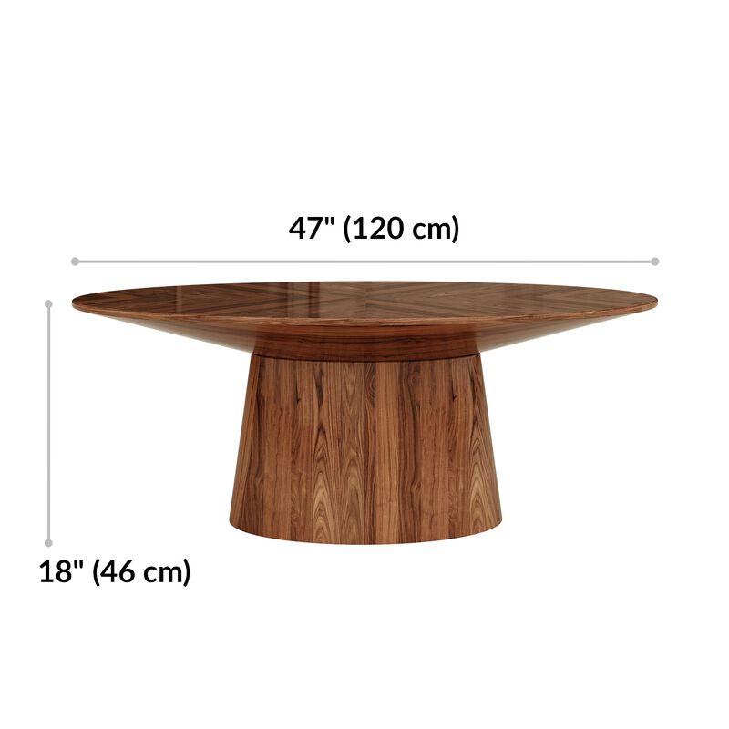 Coffee table is 47 inches wide and 18 inches tall image number null