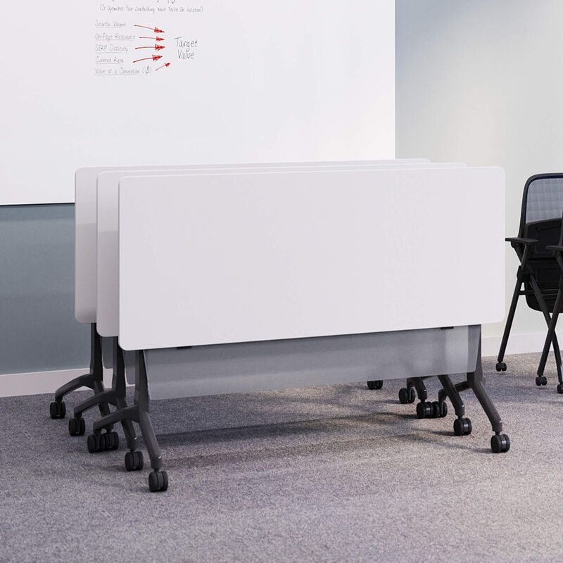 nested flip top training table with flip top training table modesty panel attached image number null