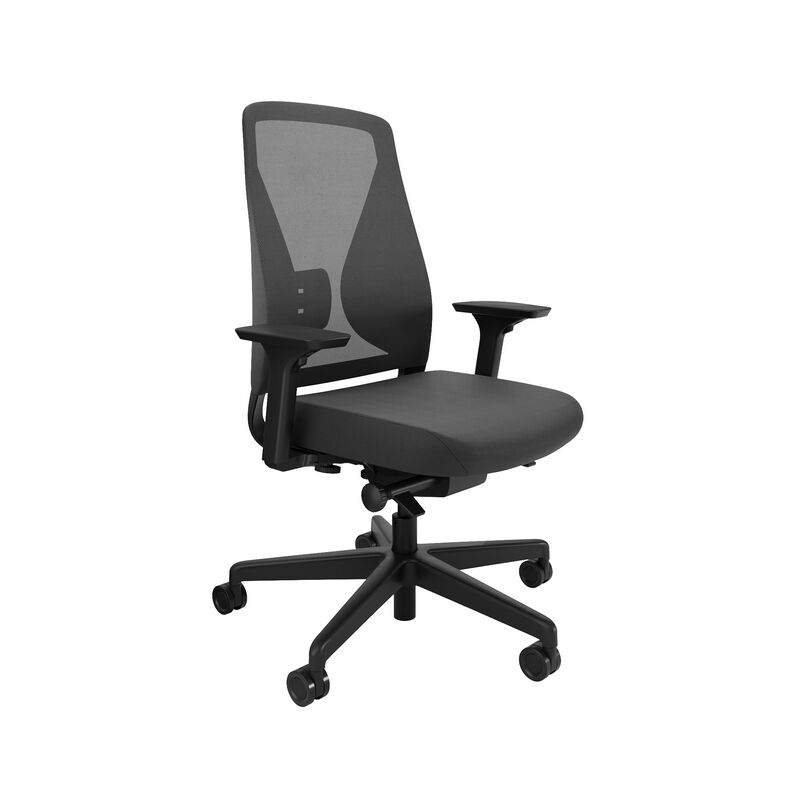 Dark Gray ergonomic office chair with mesh backrest and adjustable armrests, shown against a white background image number null