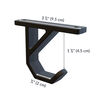 undermount bag hook has a depth three quarters of an inch and width of three and three quarters of an inch and a height of two and three quarters of an inch