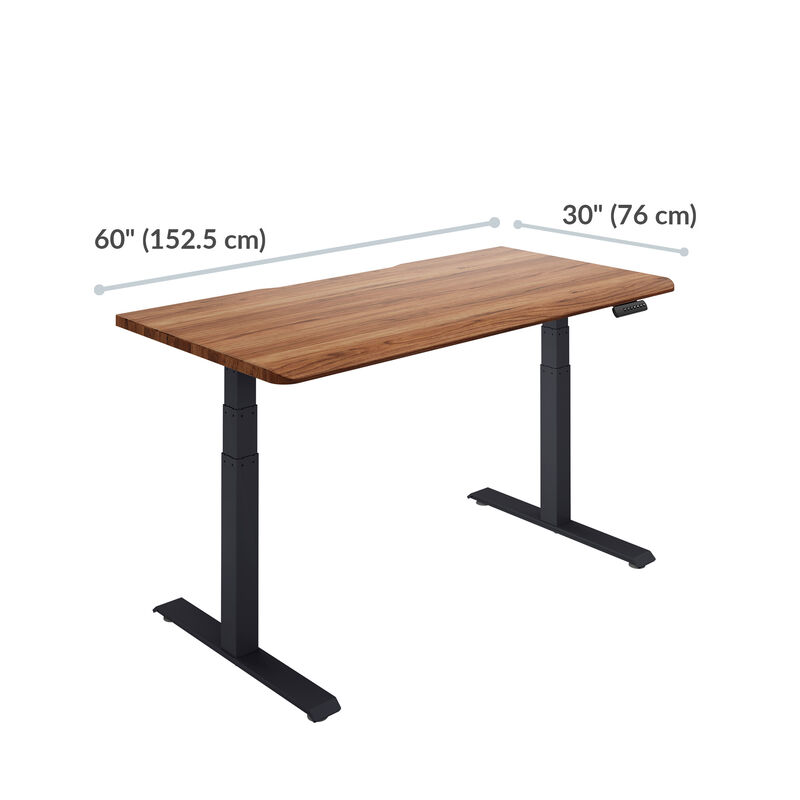solid wood electric standing desk with a length of sixty inches and thirty inches deep image number null