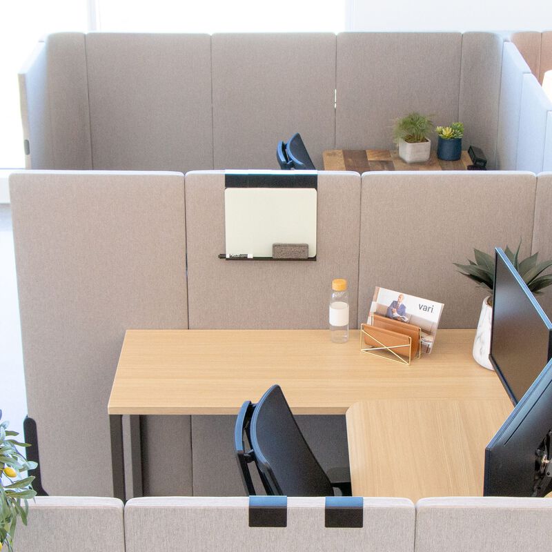 quickflex cubes marker board accessory in black with white board on a wall panel in a workspace image number null