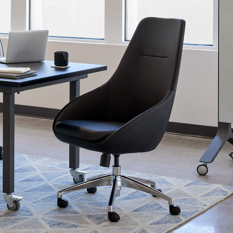 charcoal grey high  back chair shown in conference room setting image number null