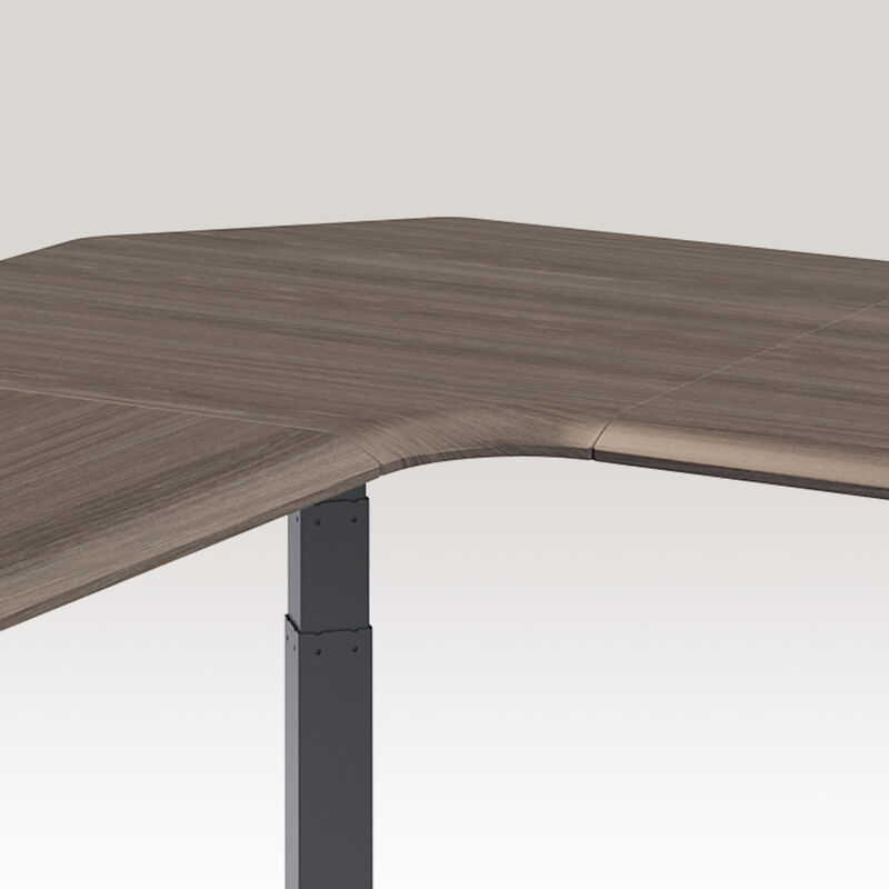 side view of the espresso wood finish l shape electric standing desk image number null