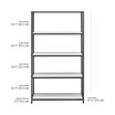 5-tier shelf in white finish with measurements