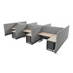 quick flex cube elevated six pack pictured with six desks and six storage cabinets