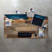 Overhead view of the top of the Electric Standing Desk 60x30 in reclaimed wood finish.