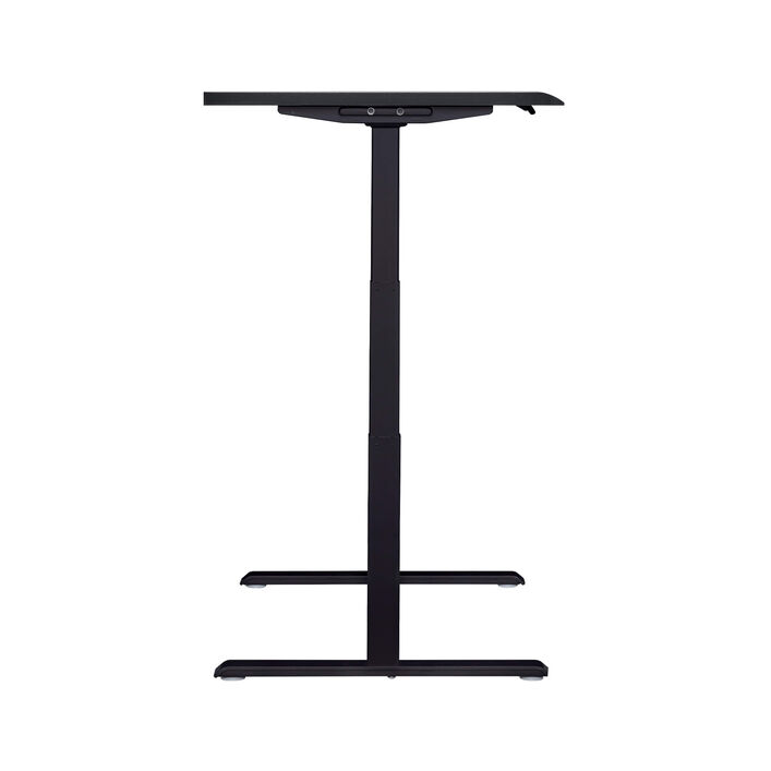 side view of an electric standing desk with a black top and black legs image number 2