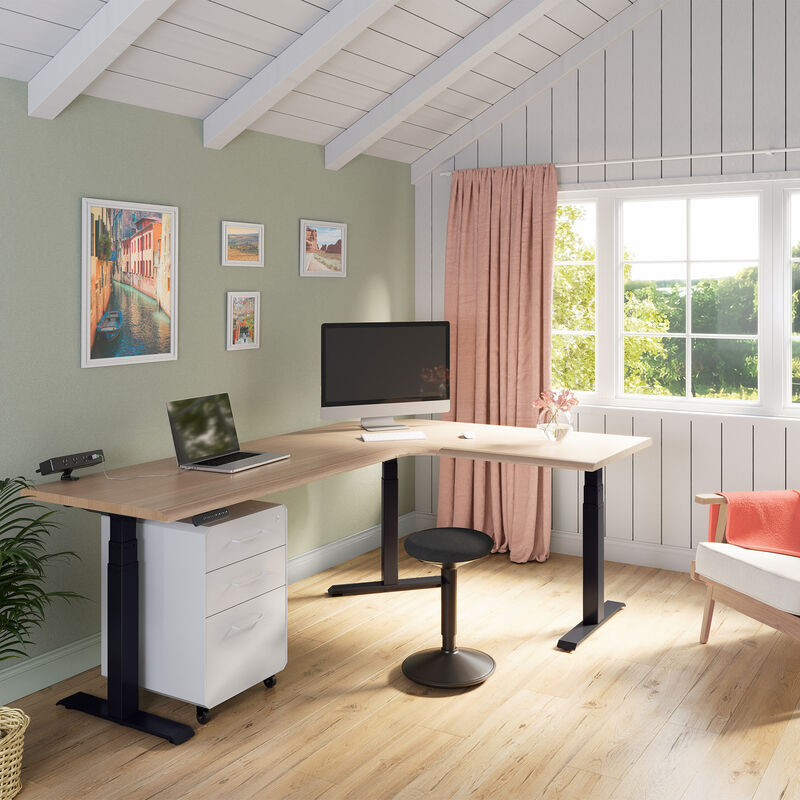 light wood l shape desk lowered image number null