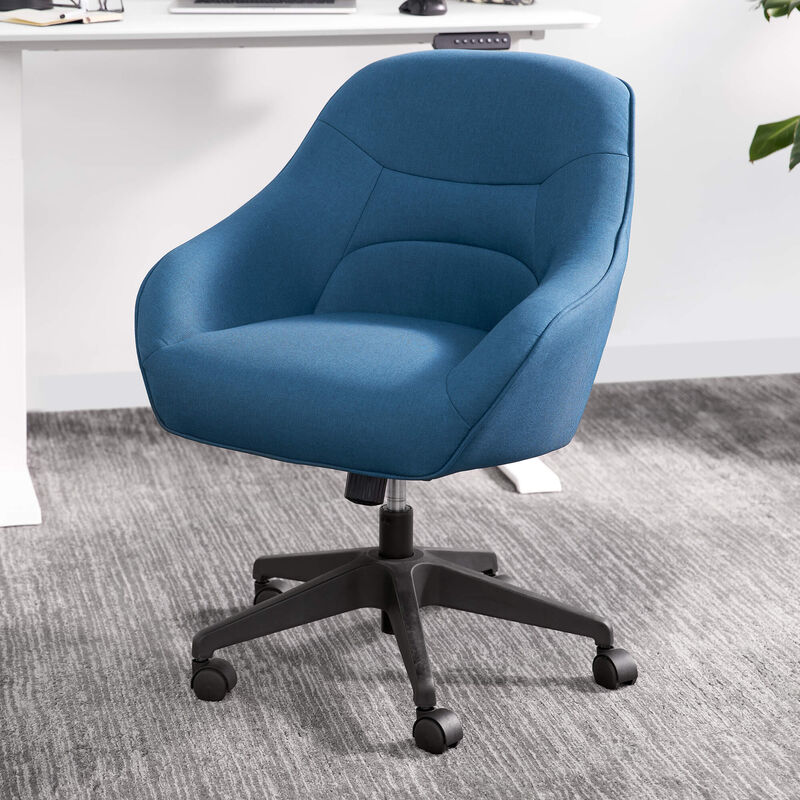 upholstered desk chair in azure blue in office setting image number null