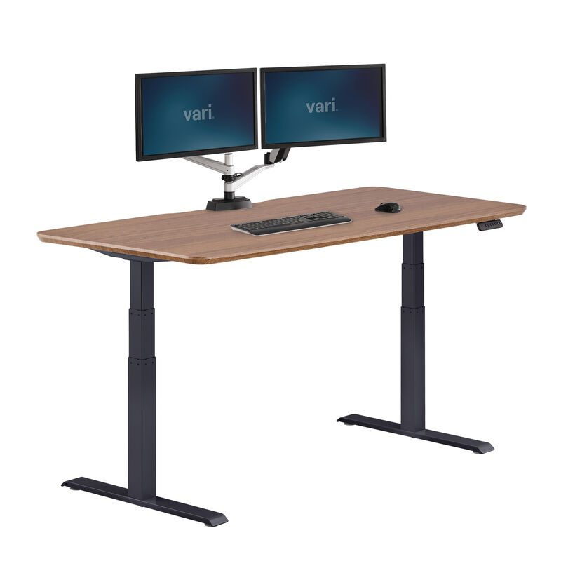 Electric standing desk 72x30 in walnut in white background  image number null
