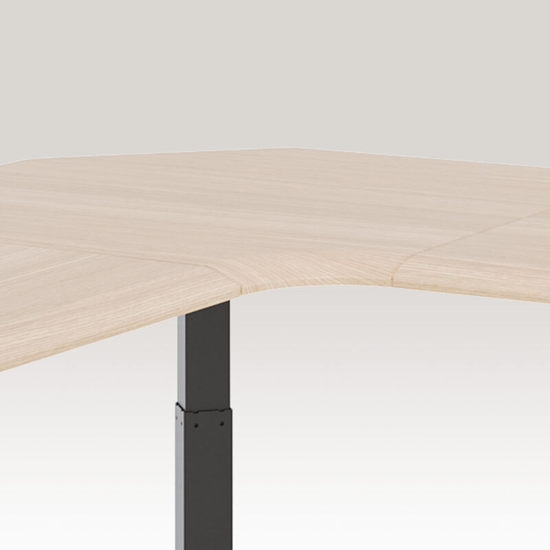 curved view of the light wood finish l shape electric standing desk image number null