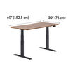 Electric Standing Desk 60x30 walnut top Black base is 30 inches deep and 60 inches wide