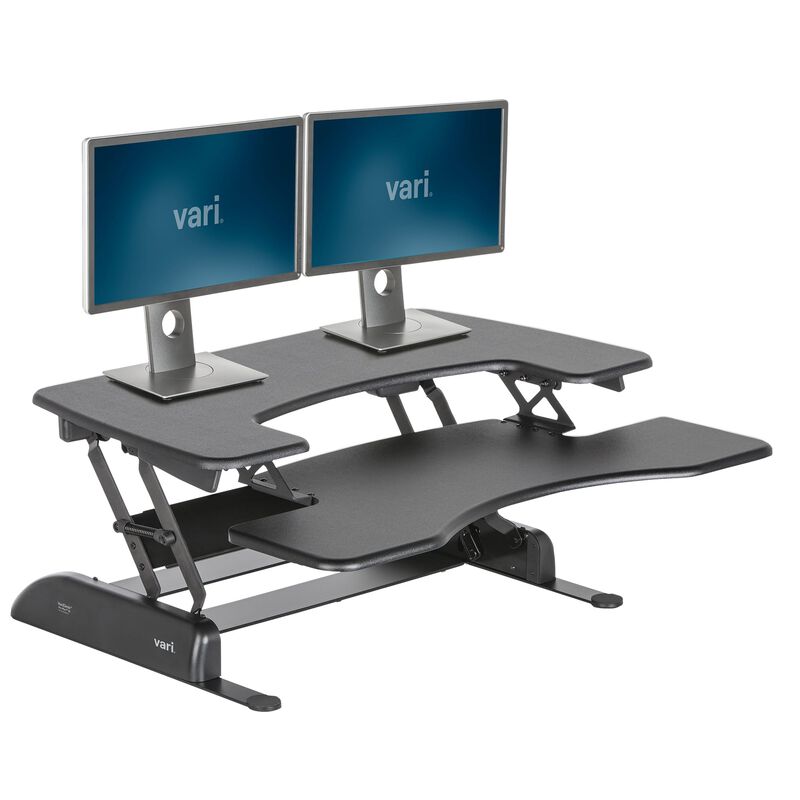 Vari - VariDesk Essential 36 - Two-Tier Standing Desk Converter for Monitor  & Accessories - Height Adjustable Sit Stand Desk - Fully Assembled Monitor