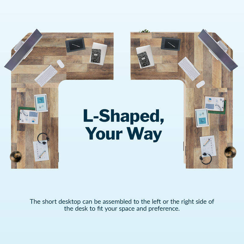 LShape 80x60 can be assembled to the left or the right side of the desk to fit your space and preference. image number null