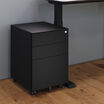 close up view of a black file cabinet in a office setting