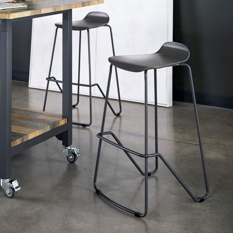 Wood Conference Stool Dark Gray in office image number null