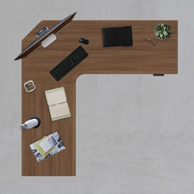 overhead view of an l shape electric standing desk eighty by eighty  image number null