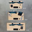 overhead view of three different size desks a 48x30 60x30 and 72x30