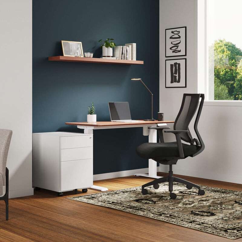 close up view of a white file cabinet in a office setting image number null