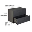 vari lateral file cabinet is 27 inches tall and 35 and a half inches wide