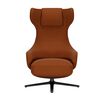 Burnt orange high back lounge chair on white background