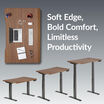 walnut electric standing desk offers a soft edge, enhances bold comfort, and limitless productivity