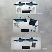 overhead image of three different sizes of the electric standing desk