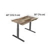 The Electric Standing Desk 60x30 is showing 60 inches long and 30 inches wide