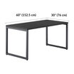 angle view of black table with measurements
