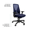temper-pedic chair height range of 39 3/8 inches to 43 3/4 inches and seat height range of 16 3/4" to 21".
