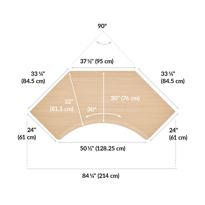 overhead view of standing desktop that is eighty four inches wide and thirty two inches deep image number null