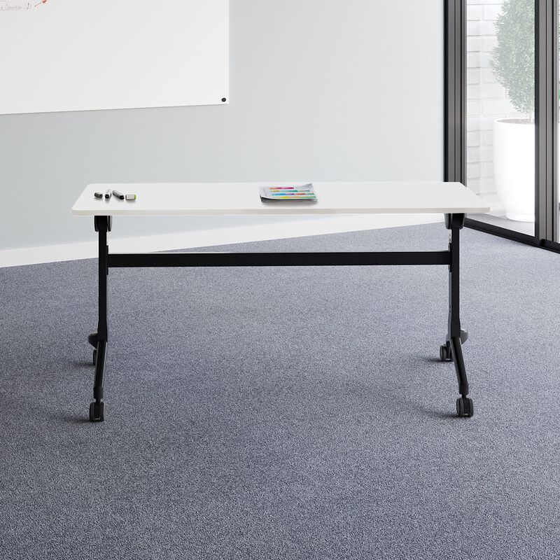 flip top training table 5 ft in white in office setting image number null
