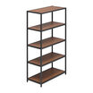 angle view of the 5-tier shelf in walnut finish