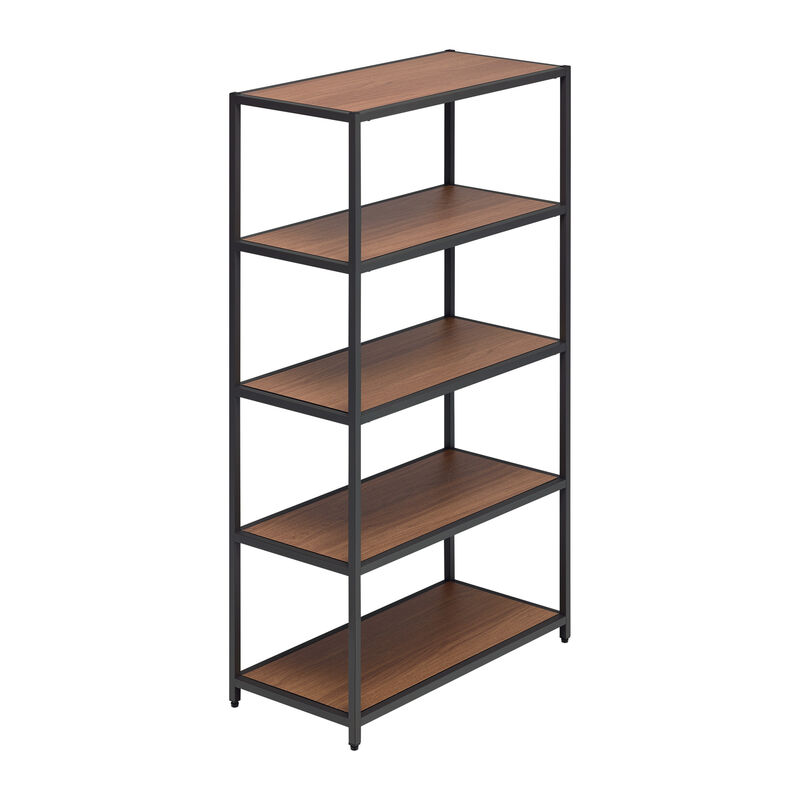angle view of the 5-tier shelf in walnut finish image number null